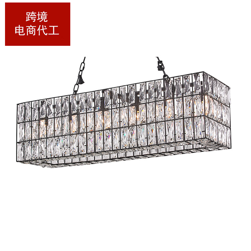 外销美式后现代吊灯铁架高档K9水晶灯饰轻奢会所休闲娱乐场所灯具