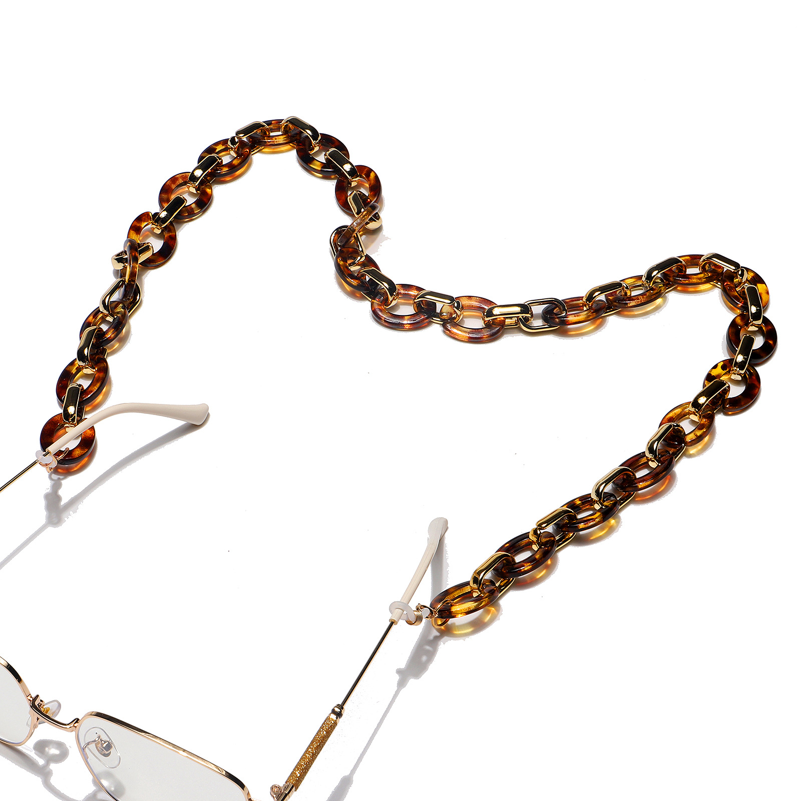 Acrylic Golden Leopard Print Glasses Chain display picture 2