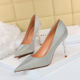 6189-1 han edition sexy show thin metal party with high heel with shallow pointed mouth shining sequins cloth women's shoes