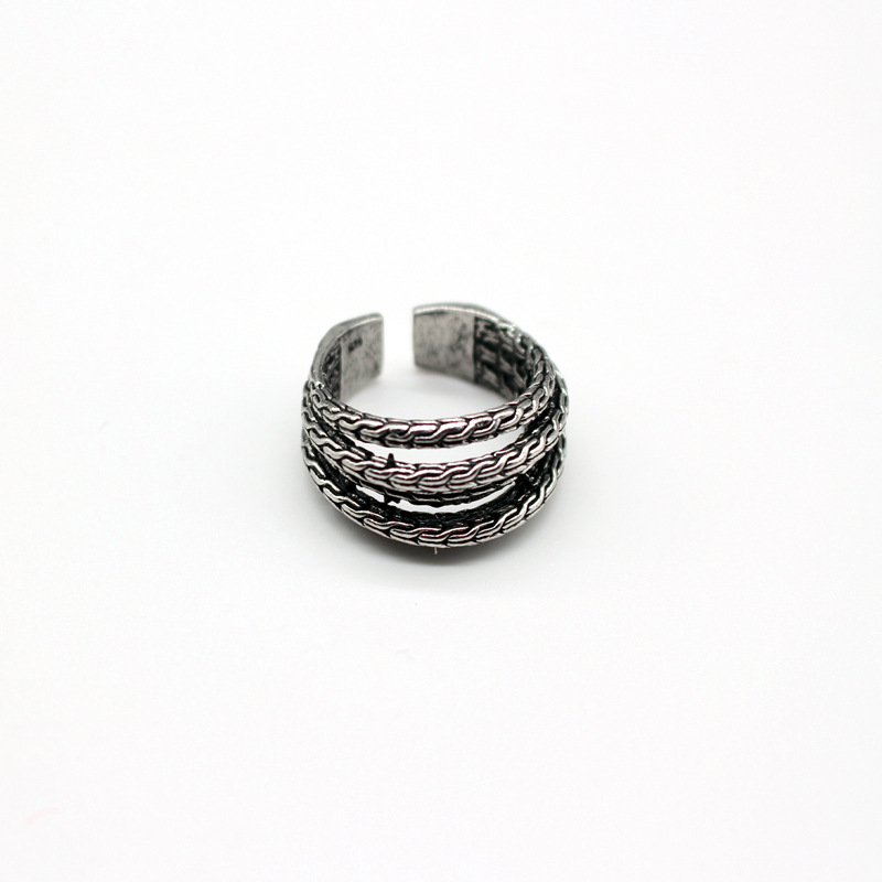 Anillo Abierto De Ratán Multicapa Atmosférico Con Personalidad Retro Y Minimalismo Europeo Vendido Joyería display picture 3