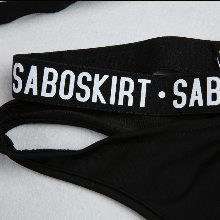 Nuevo bikini de traje de baño de bikini dividido con letras de color sólido sexy NSHL2232