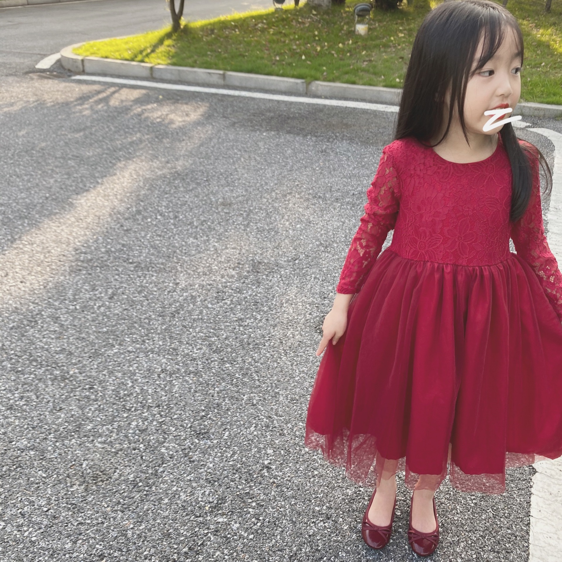 2021 spring and autumn new pattern Children's clothing girl Lace Dress Dress skirt Western style David princess skirt On behalf of