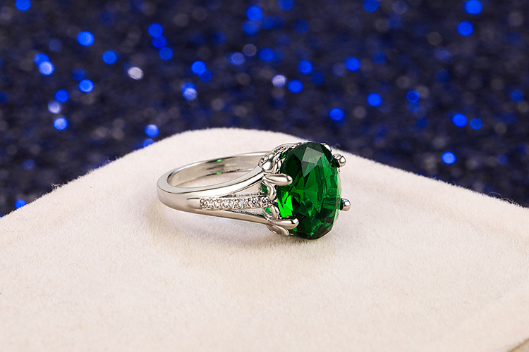 European And American Cross-border Emerald Emerald Fashion Diamond Simple Plating Ring display picture 4