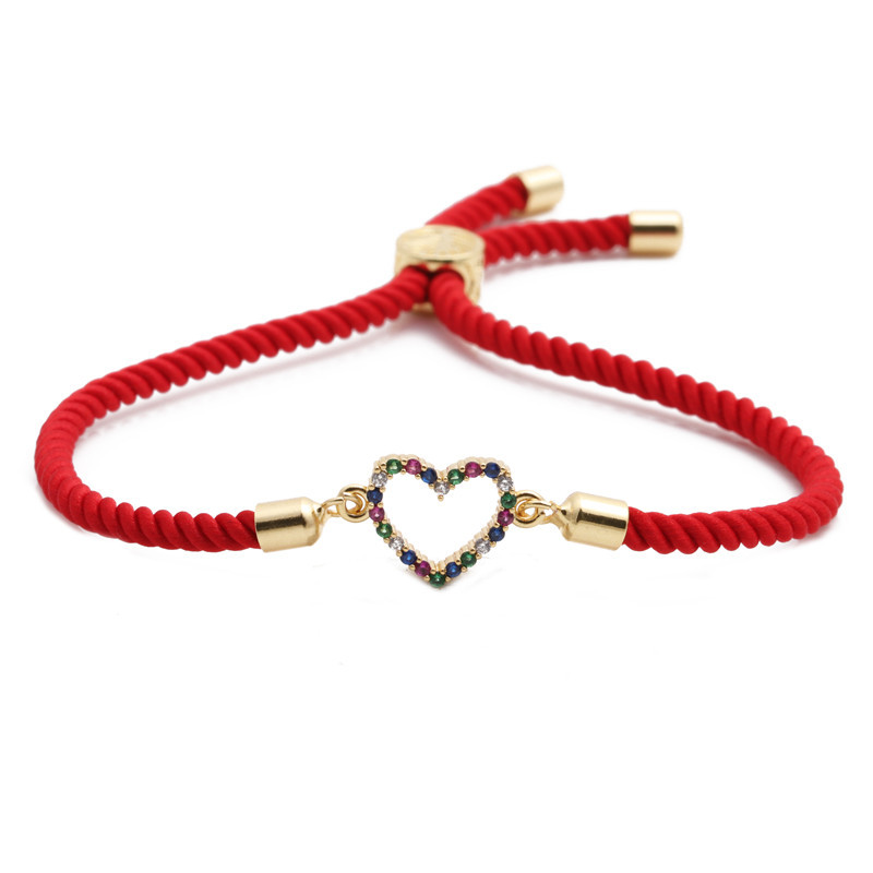 copper micro-inlaid color zircon love bracelet