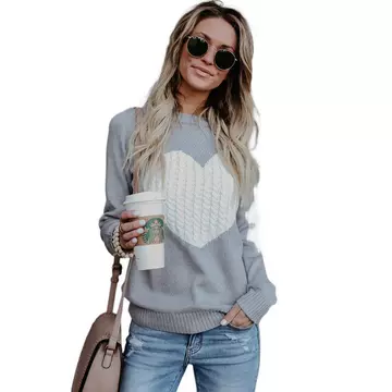 Foreign trade Europe and America autumn and winter women's clothing Amazon express T-shirt love sweater sweater sweater xx0056 - ShopShipShake