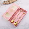 Spoon, fork heart shaped, coffee dessert mixing stick, gift box