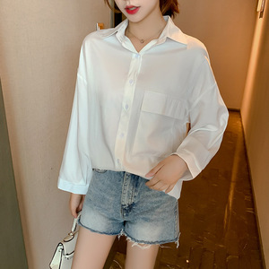 白衬衫女长袖休闲装设计感小众百搭气质工作服2020春装新款衬衣寸