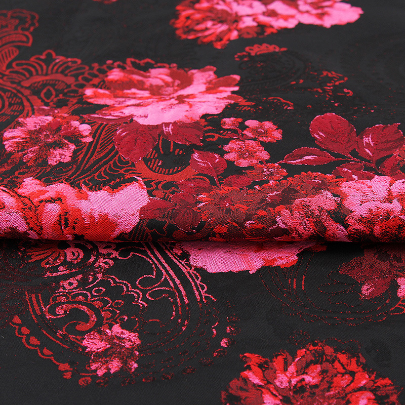 新款 大提花面料 女装裙装礼服旗袍服装面料 涤纶布料 批发E18