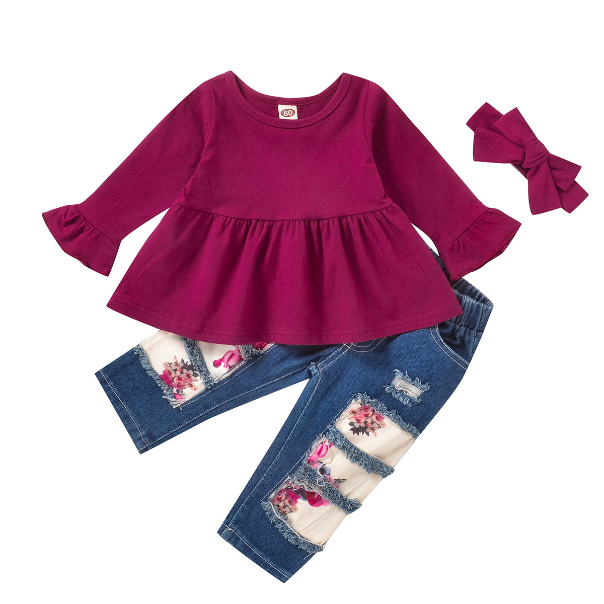 Fashion Solid Color Cotton Girls Clothing Sets display picture 2