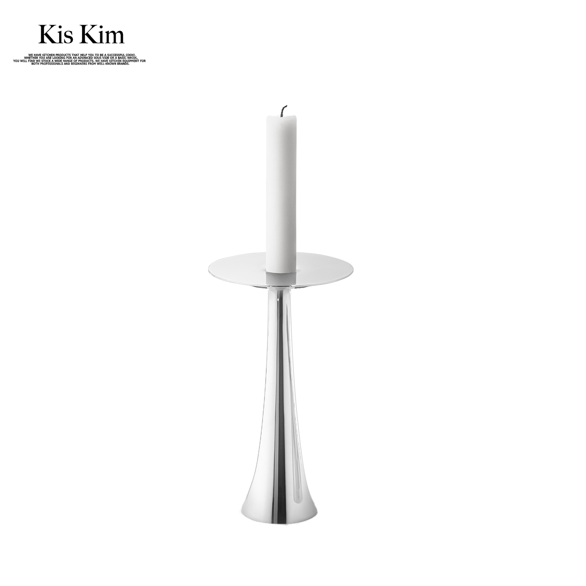 KISKIM丹麦304蜡烛台不锈钢欧式家居蜡烛光晚餐银色曲线烛台摆件|ru