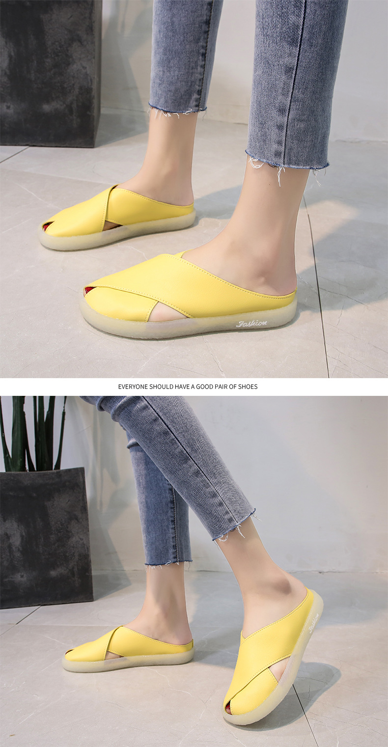 cross-slip fashion simple leather slippers  NSPE34972