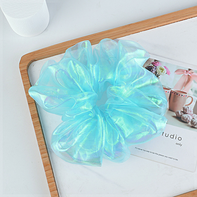 15g Weight Festival Occasion Geometric Pattern Women'S Gender White, Pink, Purple, Green, Yellow Color Korean Bright Silk Organza Hair Scrunchies 8