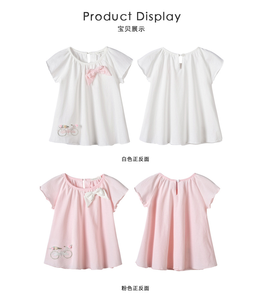 Summer Baby Clothes Girls Short-sleeved Korean Loose-fitting Jacket Ladies Style Embroidered Baby T-shirt Wholesale Nihaojewelry display picture 8