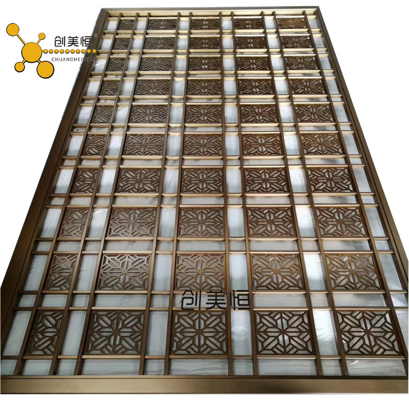 六年老店定做酒店不锈钢屏风隔断 中式轻奢屏风隔断|ru