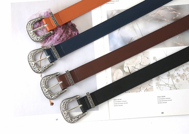 Simple Style Solid Color Pu Leather Alloy Grommet Eyelet Women's Leather Belts 1 Piece display picture 3