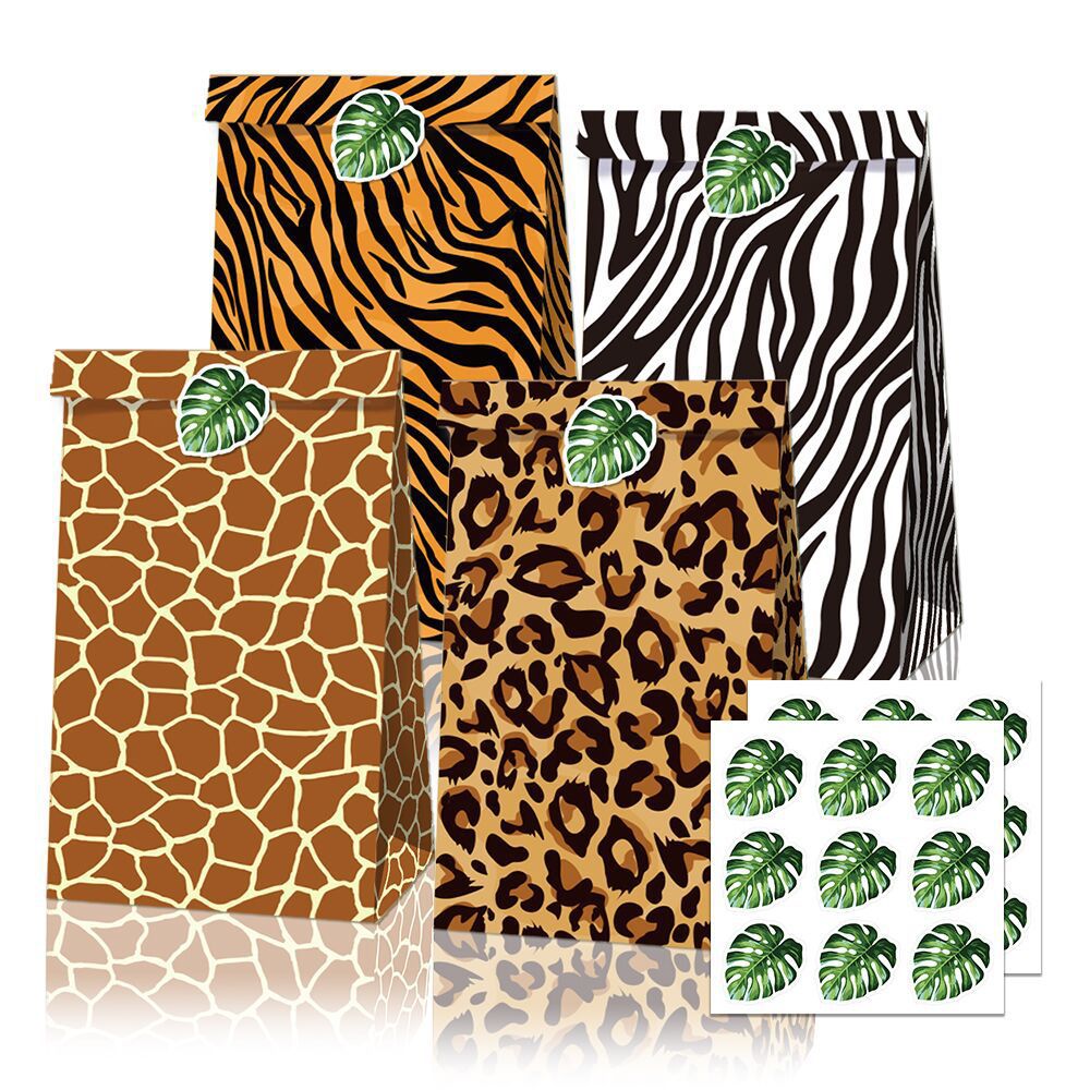 LB066B亚马逊性感豹纹斑马丛林动物生日礼品糖果牛皮纸高档包装袋