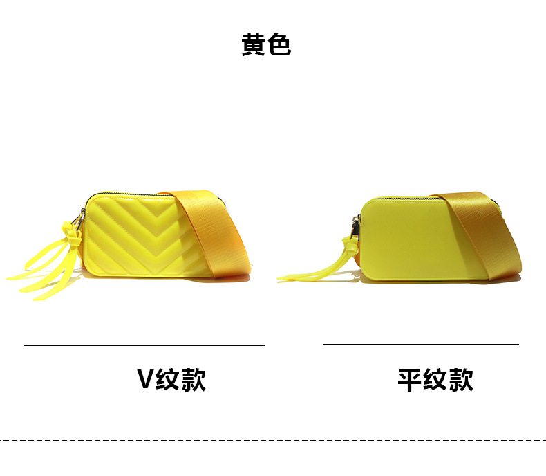 2025 New trendy autumn jelly bag, camera bag, fashionable wide shoulder strap, single-shoulder crossbody bag, Marc bag, macaron color Specification drawing