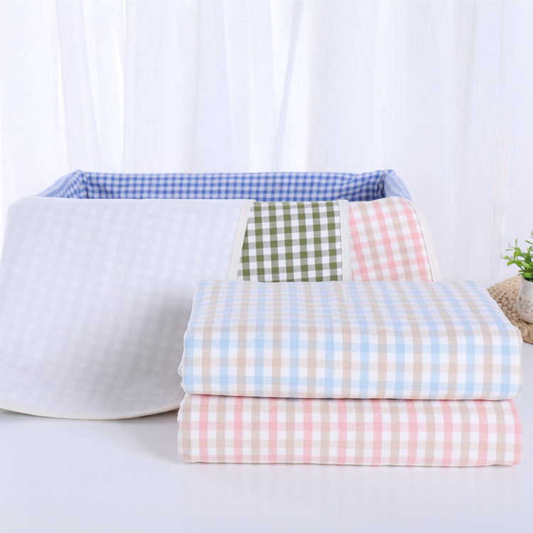 四层绗缝苎麻棉隔尿垫宝宝夏季竹纤维防水透气隔尿用三层双面用|ms