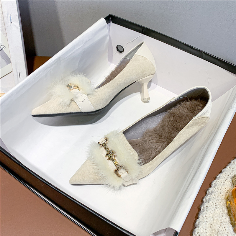 512-E25 Maomao Tip Shallow mouth Stiletto Women's Shoes comfortable new pattern Single shoes Footwear