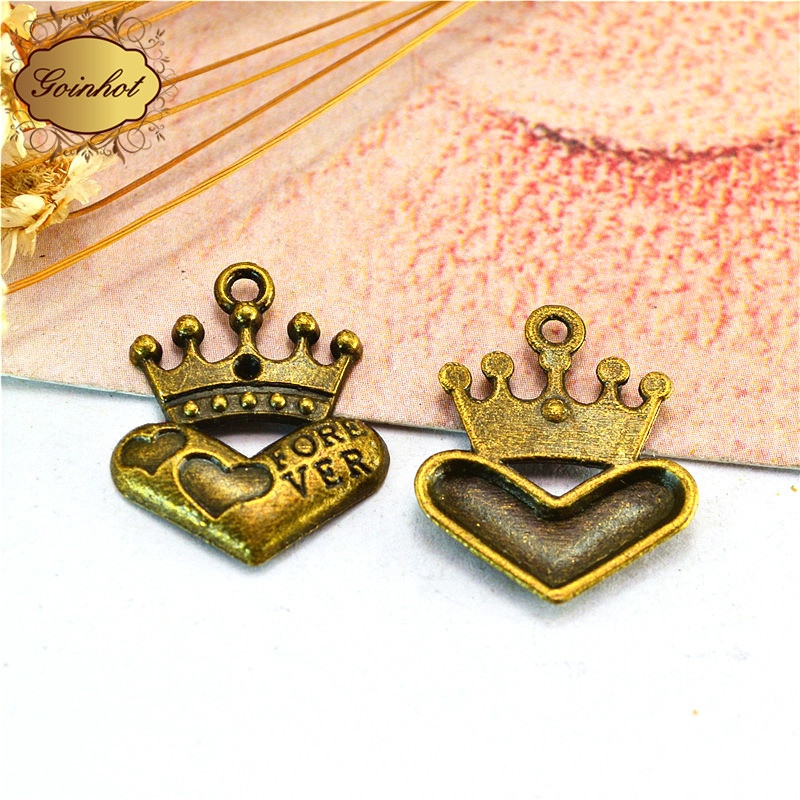 A2820 ancient youth 2.4 grams of retro love crown pendant eternal love couple series accessories 30/set 2