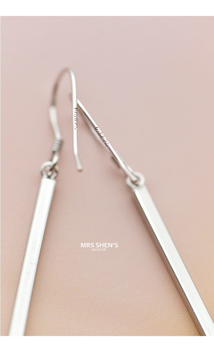 925 Sterling Silver Korea Simple Geometric Long Earrings display picture 6