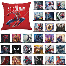 厂家直供漫威蜘蛛侠数码印花亚麻沙发抱枕套汽车腰枕靠垫一件代发