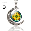 Mandala pendant retro hollow crescent necklace mandala flower totem Time gem jewelry supply