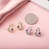 Small design earrings, Japanese and Korean, with gem, silver 925 sample, trend of season, wholesale