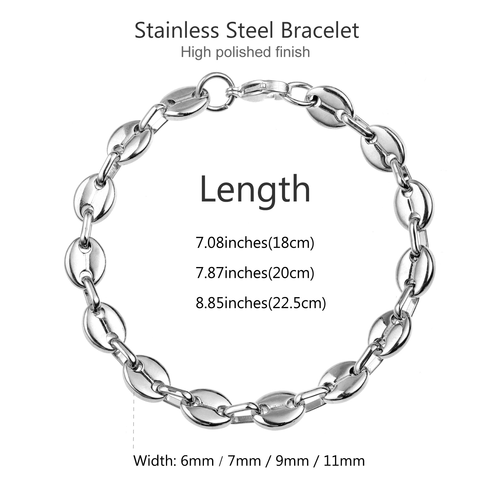 18g Weight Bracelets Classification coffee bean chain Chain Type 1 Piece Quantity Street Occasion Titanium Steel Material Geometric Pattern Men's Gender Plating Design Hip-Hop Style Hip-Hop Geometric Titanium Steel Plating Men's Bracelets Men's Chain Bracelets 9