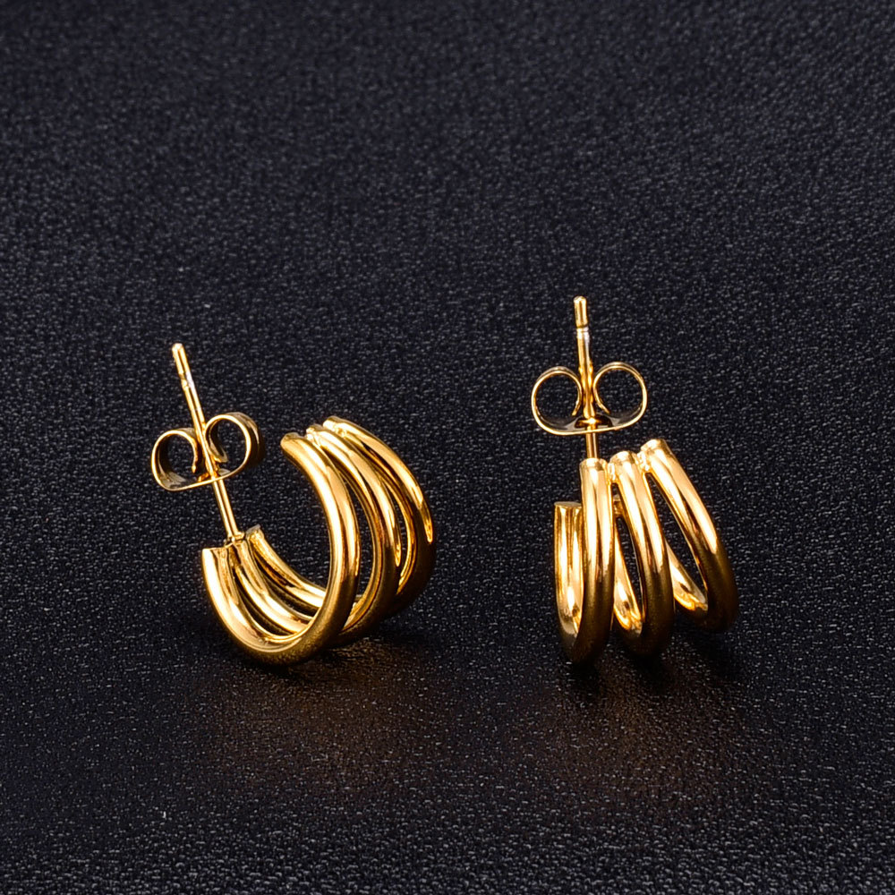 Fashion Line Three-line Bending Stud Earrings Wholesale Nihaojewelry display picture 1