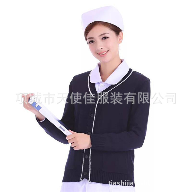 New Medical Nurse Cardigan Knitwear Dark Blue Thickeneding Nursing Work Clothes Nurse Sweater Medical Clothes Medical Academy