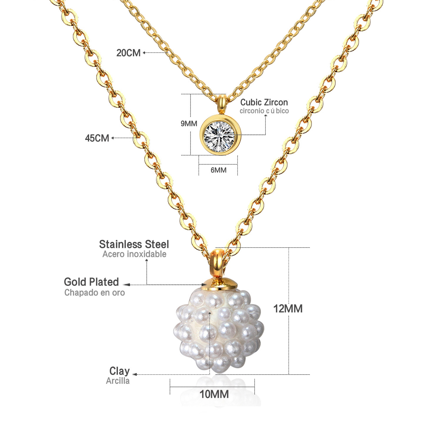 Modern Style Cross Four Leaf Clover Flower Stainless Steel Rhinestones Layered Necklaces_colorza_20