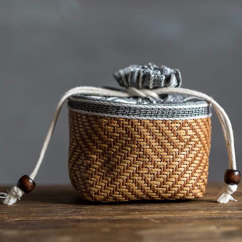 Juego de té de Kung Fu portátil traje de viaje bolsa de tela de lino de algodón juego de té bolsa de almacenamiento una olla dos tazas bolsa de tela té