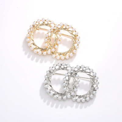 韩国新款珍珠胸针胸花徽章开衫别针扣针丝巾扣披肩毛衣外套配饰女|ms