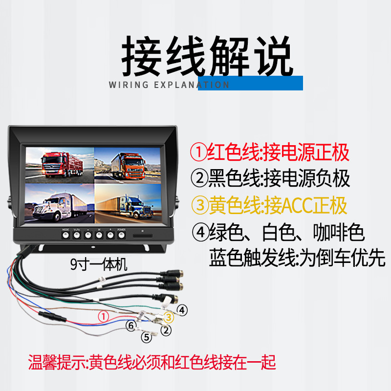 7 10.1寸大小货车显示器12v24v货车360四路监控一体机 车载显示屏|ms