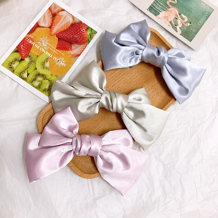 Gentle Spring Color  Temperament Satin Bow Hairpin French Top Clip Hairpin Back Head Clip Hair Accessories  Wholesale Nihaojewelry display picture 5