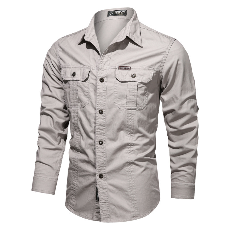 2024 Nuovo autunno casual puro cotone lavato stile militare oversize abbigliamento da lavoro manica lunga uomo_voghion.com