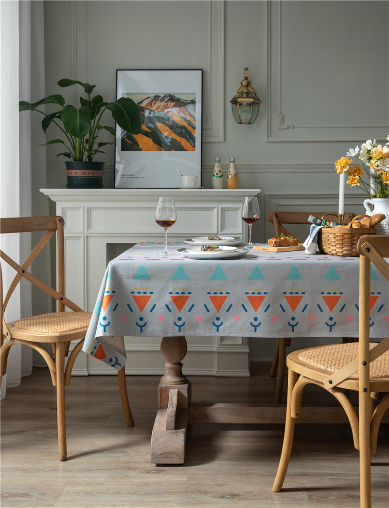 Thickened Polyester Cotton Linen Modern Simple Printed Tablecloth Rectangular Coffee Dining Table Cloth One_voghion.com