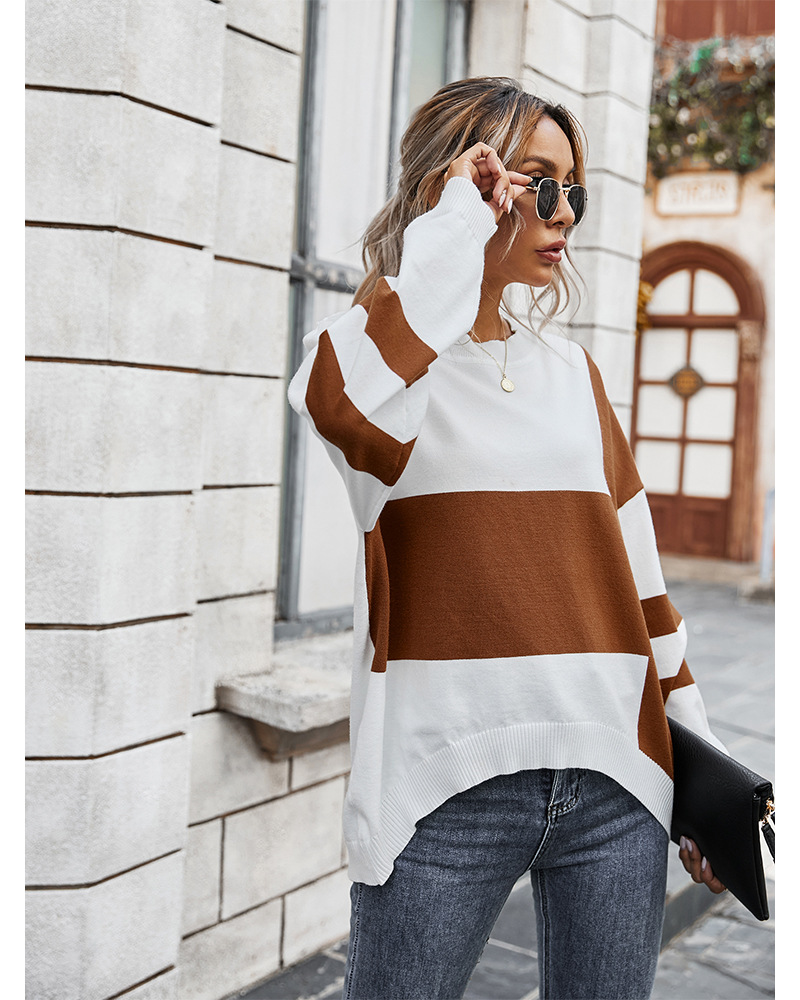 women s new autumn fashion contrast stitching sweater wholesale NSKA199