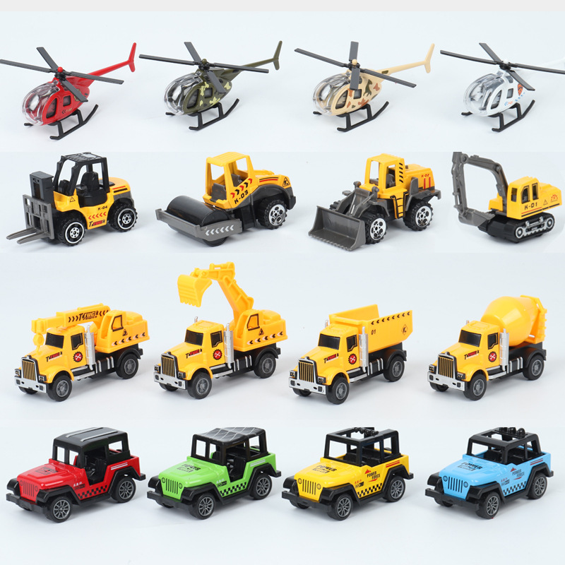 1:60滑行卡通迷你车模玩具工程警车越野多款逼真合金车仔