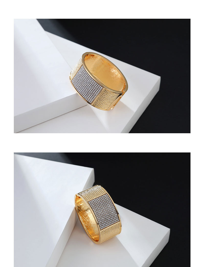 wide-brimmed diamond gold-plated bracelet