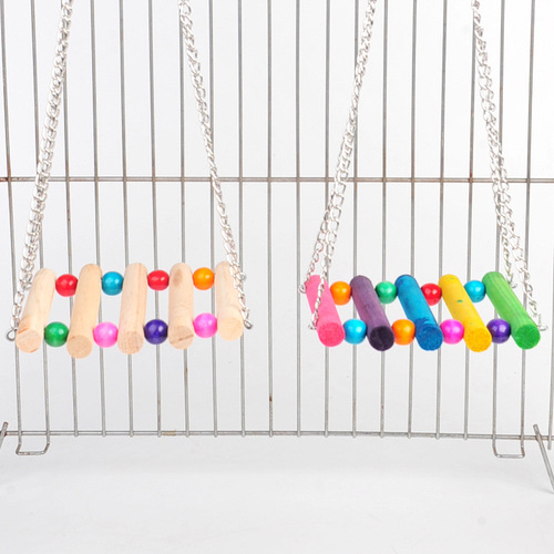 Parrot Toy Swing Hanging Cage Wooden Suspension Bridge Bird Stand Xuanfeng Tiger Skin Bird Supplies