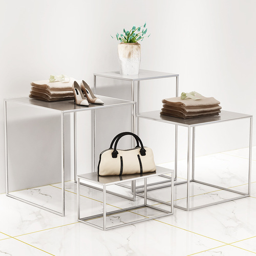 Clothing store high and low flow counter, shopping mall shoe and bag display stand, showcase, island table, flower shop, wrought iron fashionable display rack