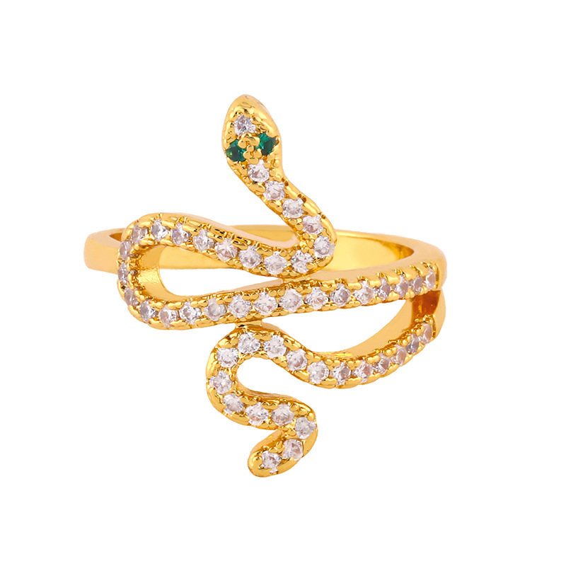 Fashion Snake-shaped Ring Copper Ring Opening Green Adjustable Rings Nihaojewelry display picture 7