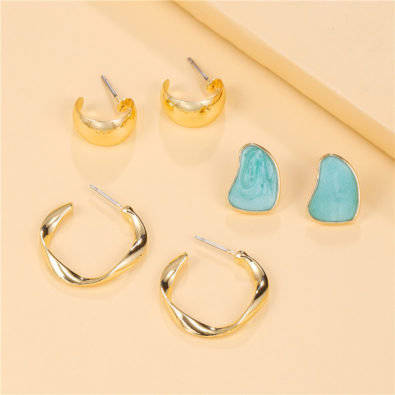 Simple C-shaped Earrings Set display picture 9