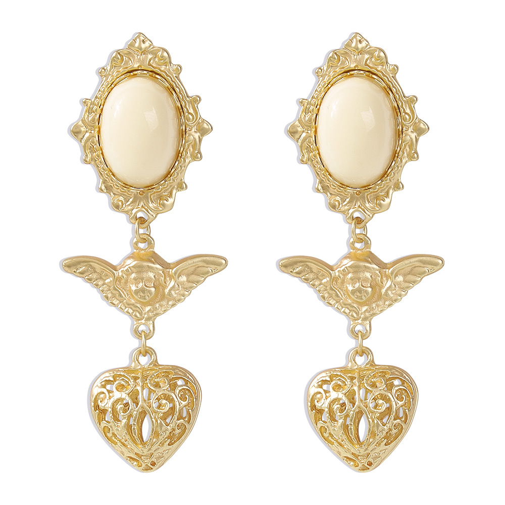 Boucles D&#39;oreilles En Résine Alliage Creux Portrait Rétro Baroque display picture 2