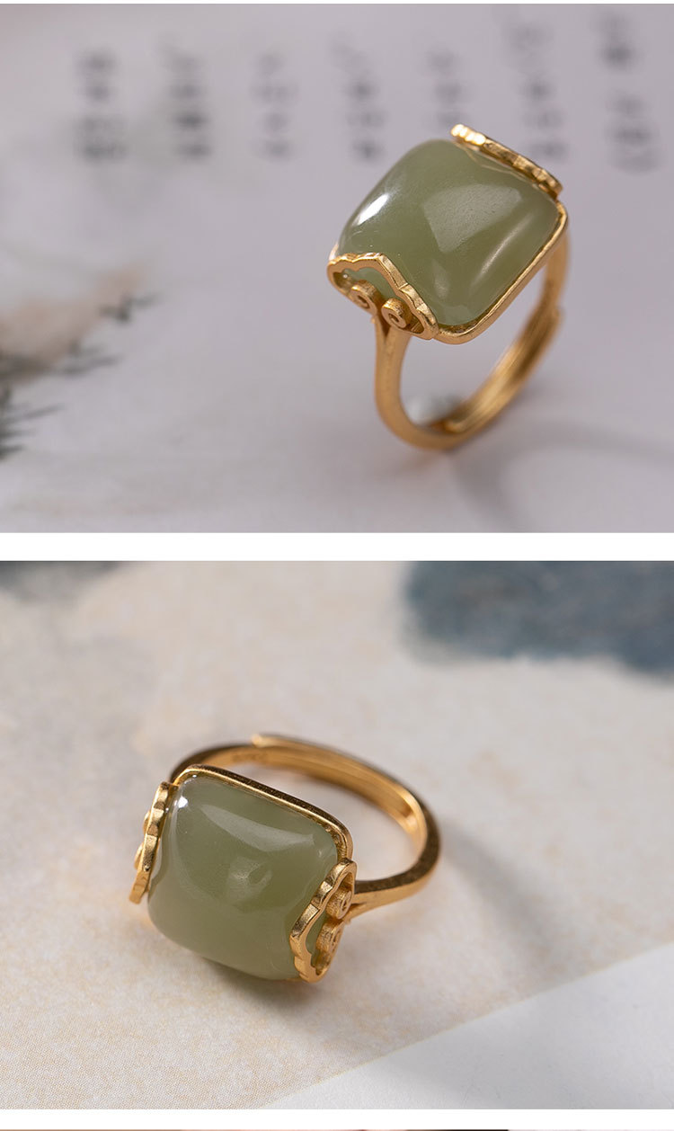 Nhẫn nữ bạc S925 mạ vàng đính ngọc bích sapphire hình mây lành — Mẫu màu đậm chi tiết 3
