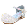 Summer small princess costume, children's sandals high heels, footwear, fashionable crystal, suitable for teen