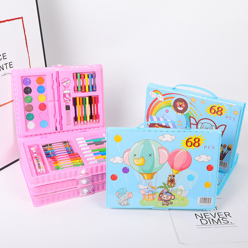 Wholesale 68-piece children's painting set creative watercolor pen set cute student supplies holiday gift