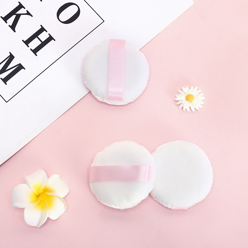 Tamaño pequeño soporte de doble cara soplo de polvo de terciopelo maquillaje redondo soplo de polvo de terciopelo largo polvo suelto herramientas de belleza súper suave flocado soplo de polvo de miel